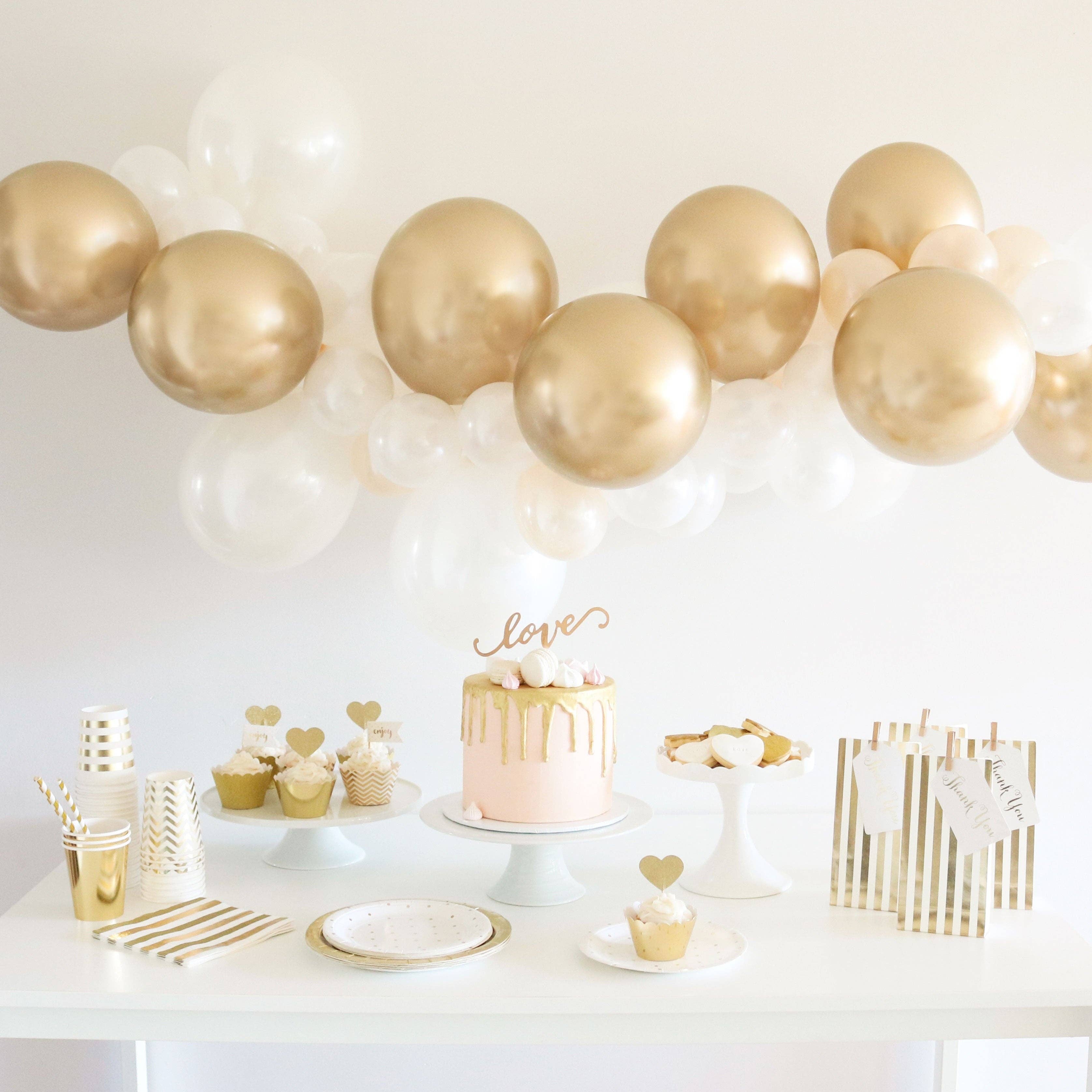 Illume Partyware - Wholesale DIY Craft Kit - Balloon Garland Kit DIY - Gold & White6