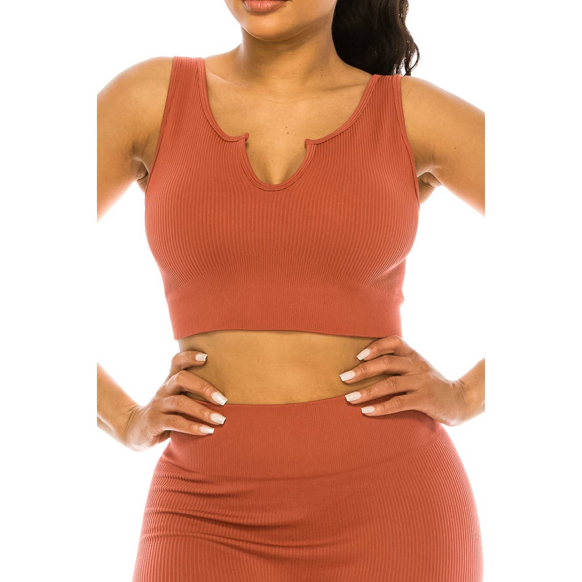 Lime All the Time – wholesale Activewear set – Women′s – 2 Pcs Set Ribbed Muscle Tank Bra and Highwaist Short5