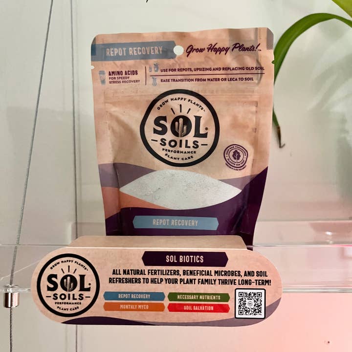 Sol Soils - Wholesale Planting/Potting Soil - 2-Sided PoP Shelf Talker: Soils and Sol Biotics Additives3