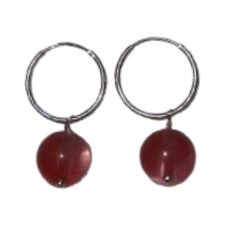 Kirsebærkvarts ædelsten boble dråbe øreringe med bøjle for engroshandel hos Soleil & Celeste