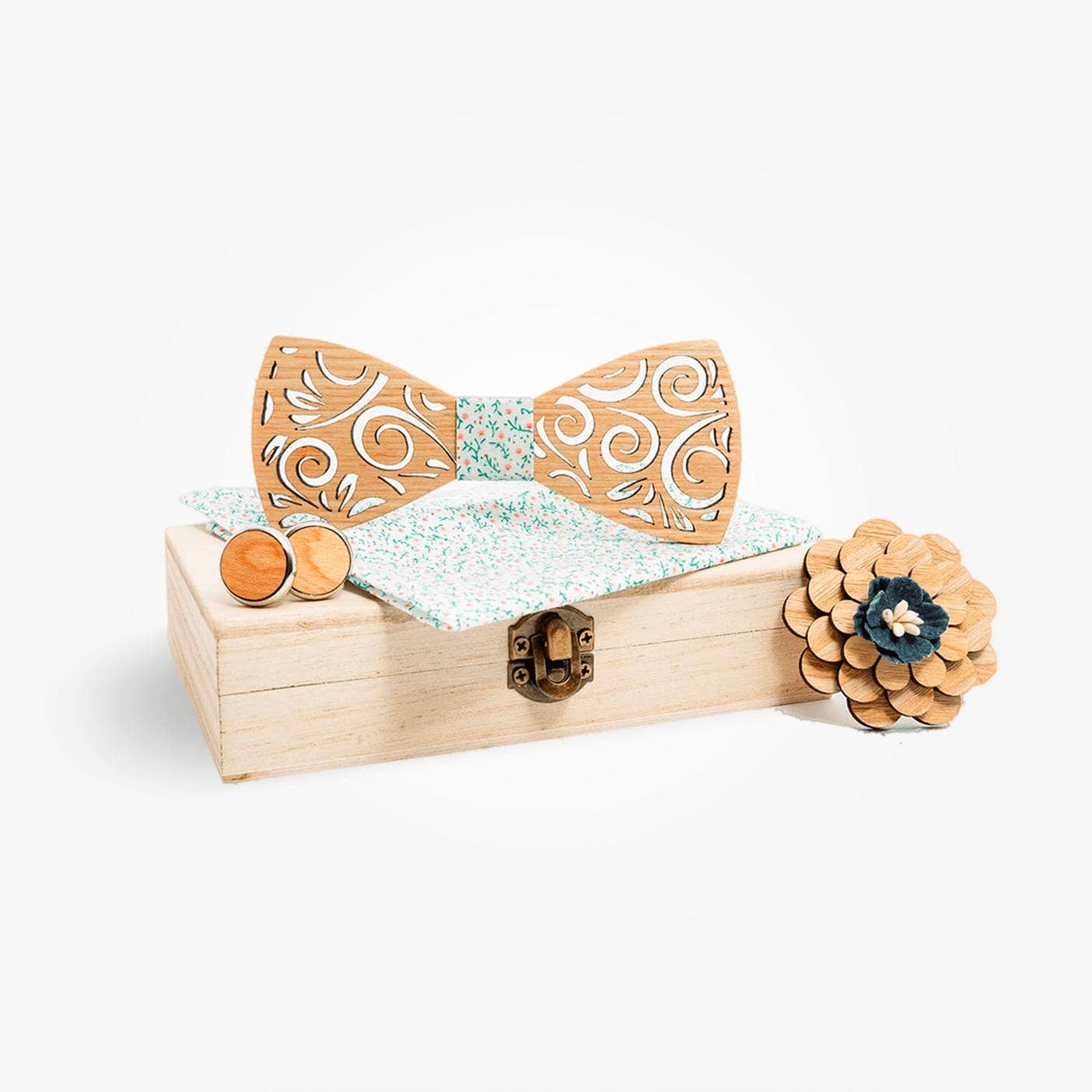 Nordic Wood – wholesale Bow Tie - Men’s – Wooden Bow Tie Set - Flowery Maple