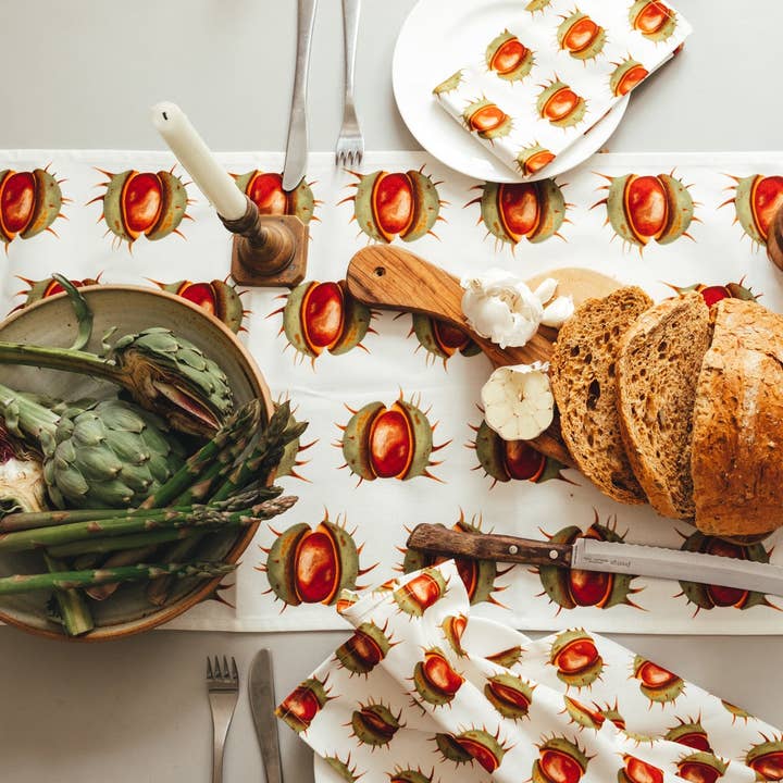 White Conker Table Runner for wholesale by Emilia Hunt