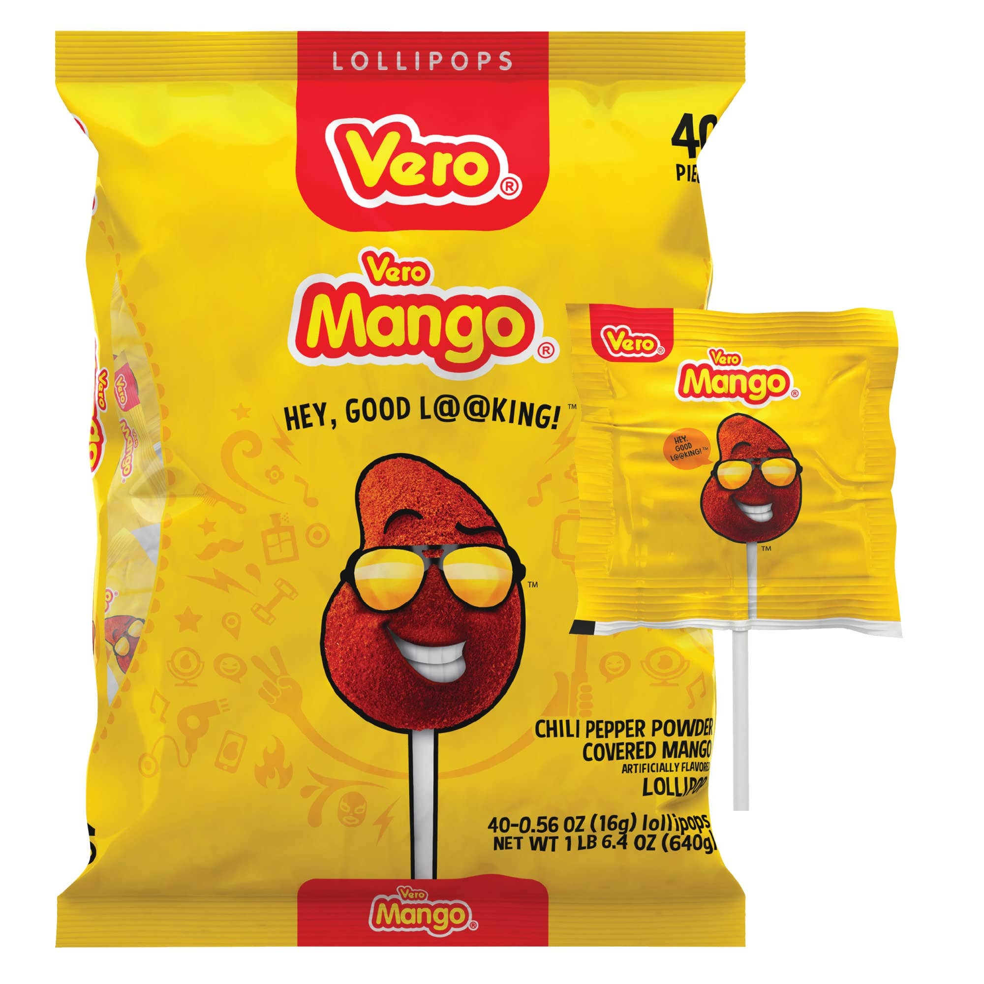 Food Crush Corp - Wholesale Lollipop - Vero Mango Lollipops Mexican Candy (Bags of 40)0