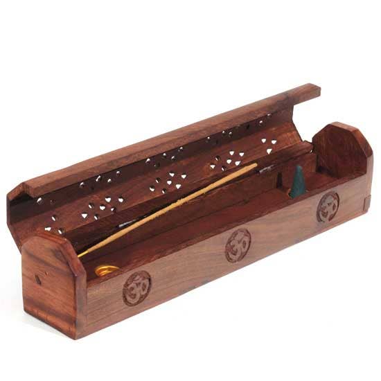R. Expo/Song of India - Wholesale Incense Holder - Wood Incense Burner Box - Om1