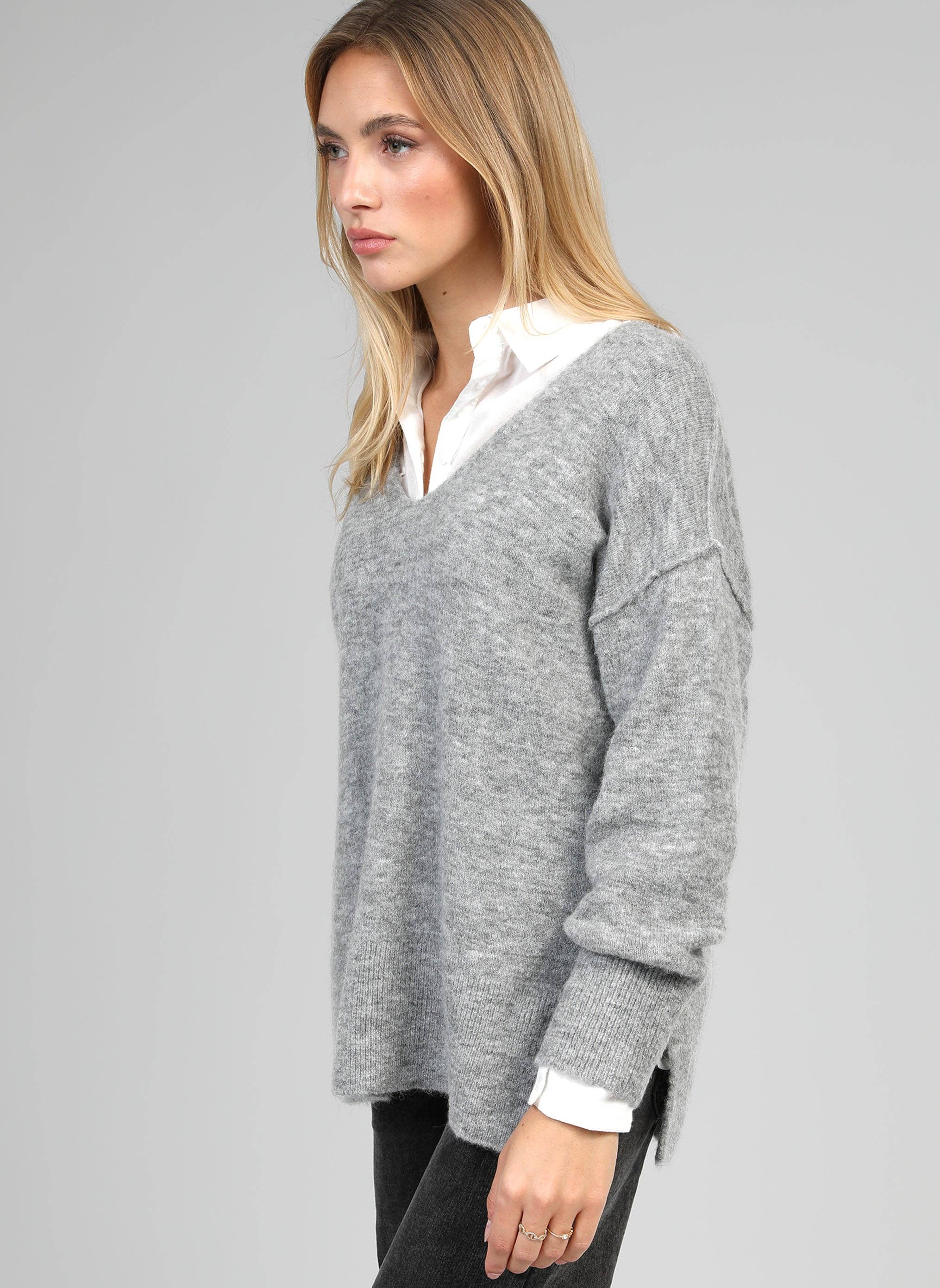 An'ge - Wholesale Knit Sweater - Women's - LIVYA grey heather PULL1