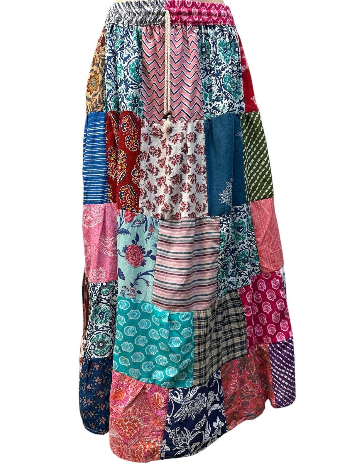 Rising International Inc - Wholesale Blouse - Women's - Cotton Multi Patch Long Festival Skirts MB291