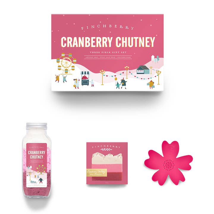 Coffret Cadeau de Noël Bain & Corps 3 Pièces Chutney de Canneberge pour la vente par FinchBerry