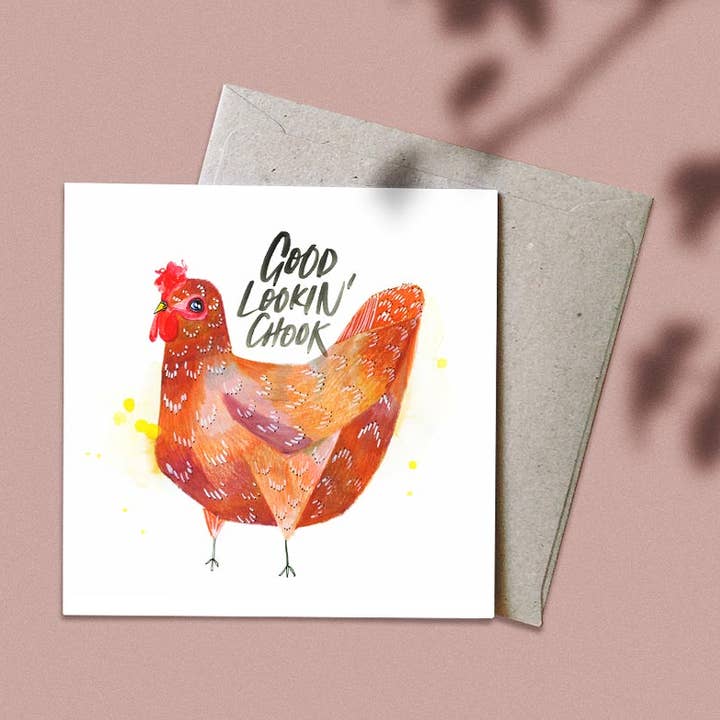 Natalie Martin | Australian Watercolour Artist - Wholesale Everyday Greeting Card - 'Good Lookin' Chook' Greeting Card0