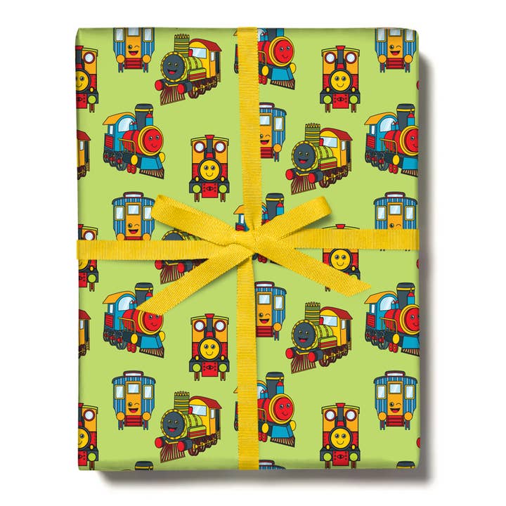 HAPPY TRAINS Gift Wrap For Him, Her for wholesale by Central 23 Cards