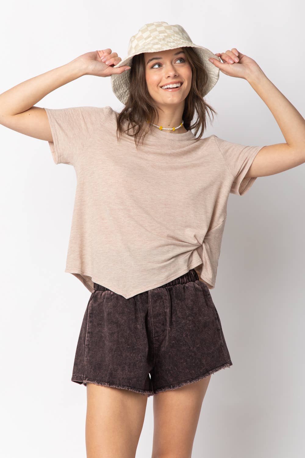 VERY J - Wholesale Shorts - Women's - NP70123-High-Waist Washed Twill Shorts14