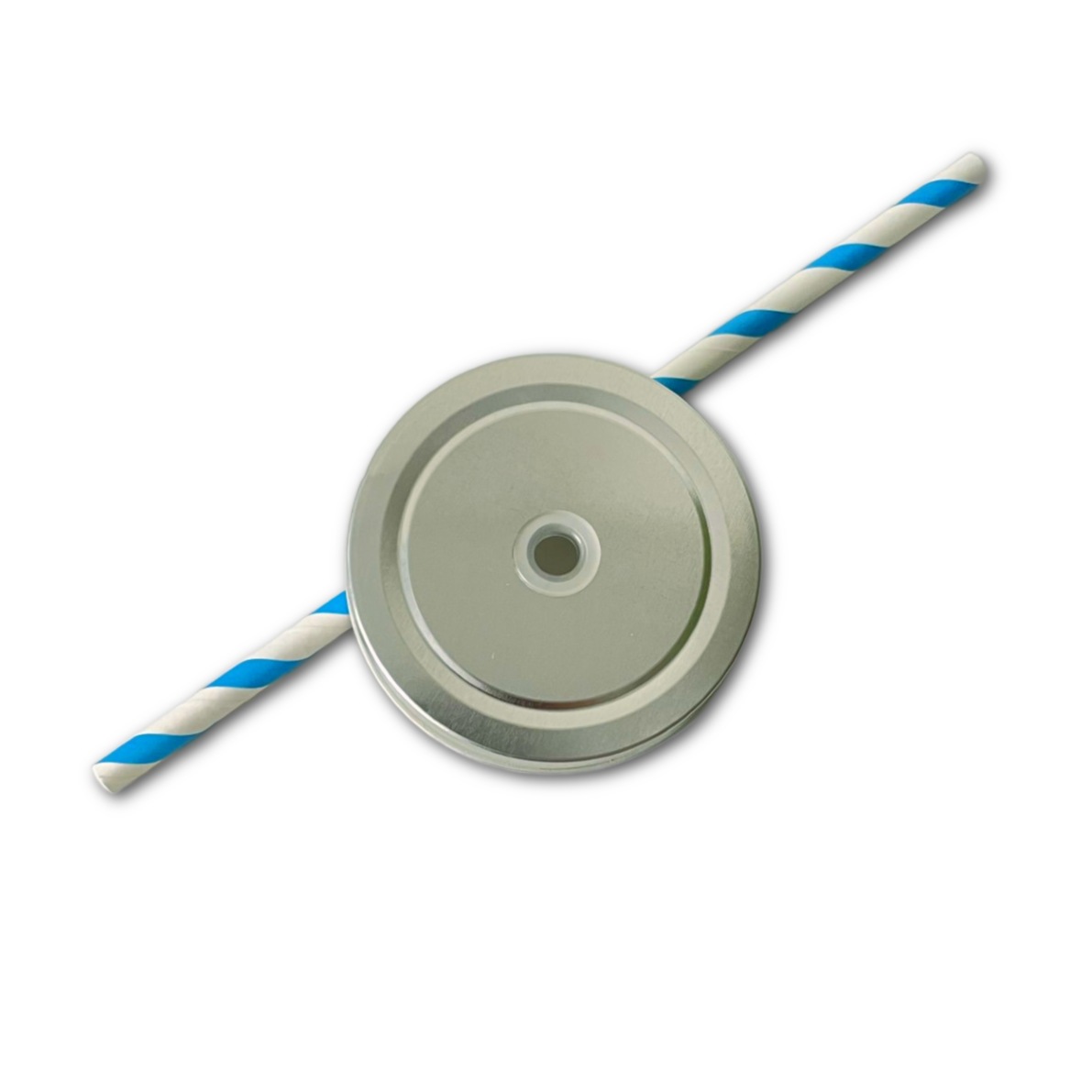 Oily Blends - Vente Paille - Couvercle en métal Silver Party avec pailles en papier arc-en-ciel0