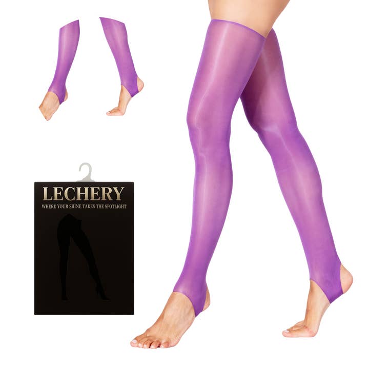 Glansiga glänsande skira strumpebandshållare i lårhöjd för wholesale av LECHERY