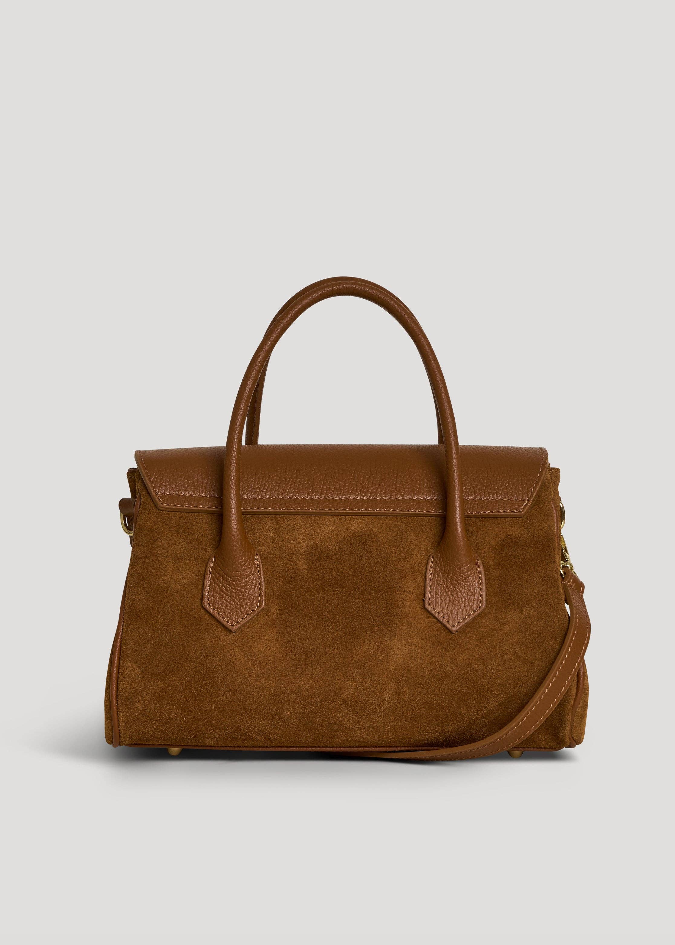 Voemièn - Wholesale Top Handle Bag - Women's - Cécile Bag in Tan Suede and Dollar Leather4