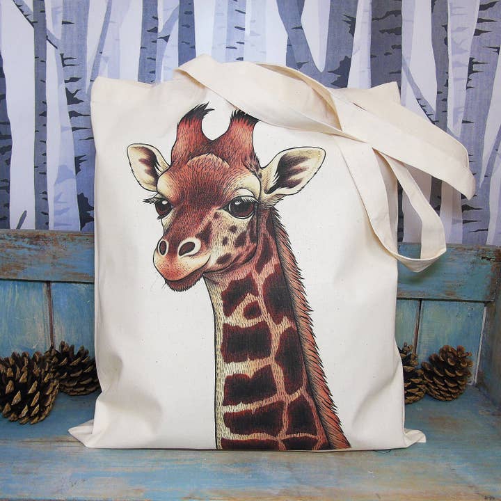 Rothschild's Giraffe Tote Bag ~ Organic & Fairtrade Cotton for wholesale by Lyndsey Green Illustration