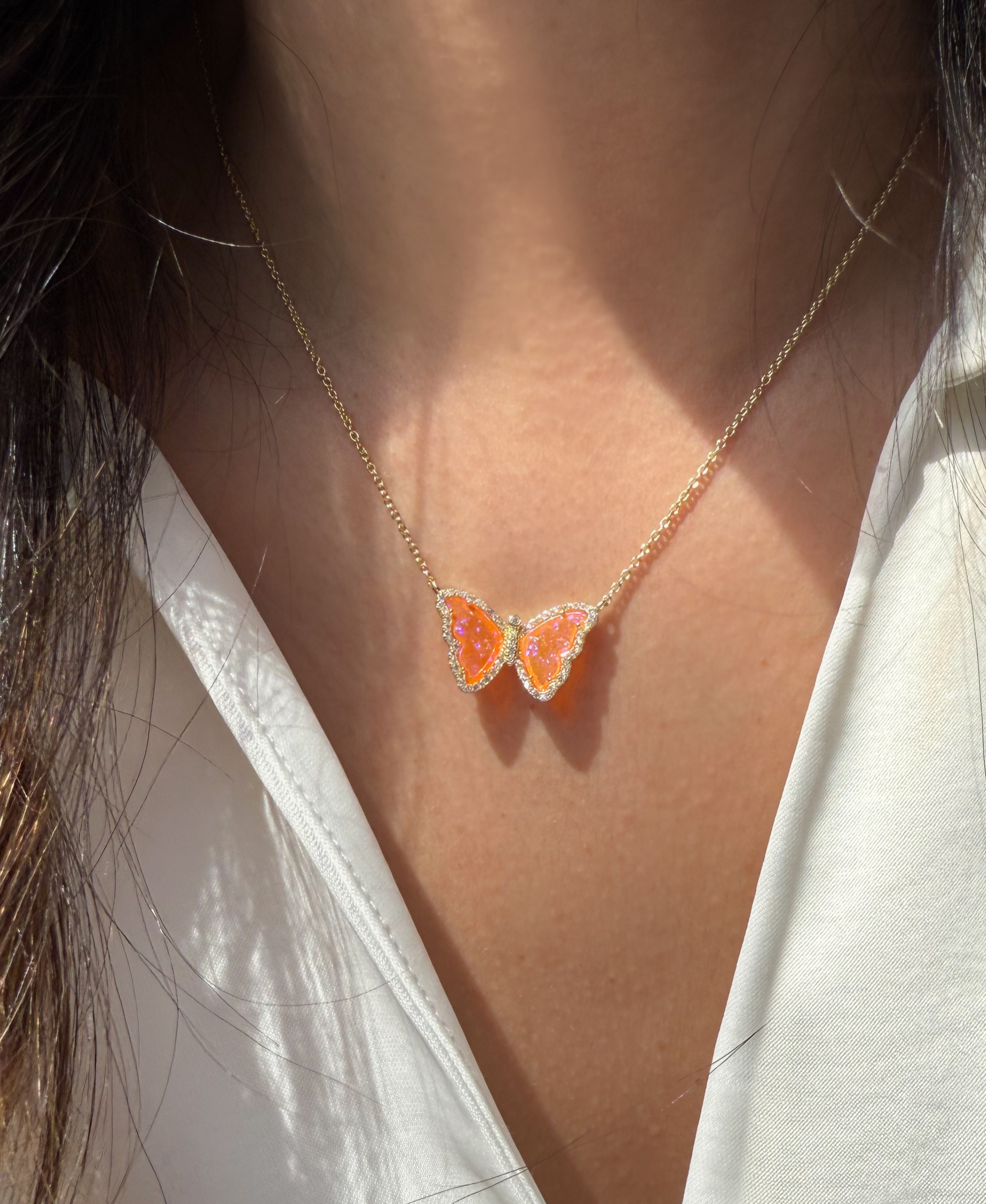Kamaria Jewelry - Wholesale Pendant/Charm Necklace - Opal Butterfly Necklace With Crystals32