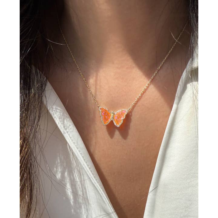 Kamaria Jewelry - Wholesale Pendant/Charm Necklace - Opal Butterfly Necklace With Crystals32