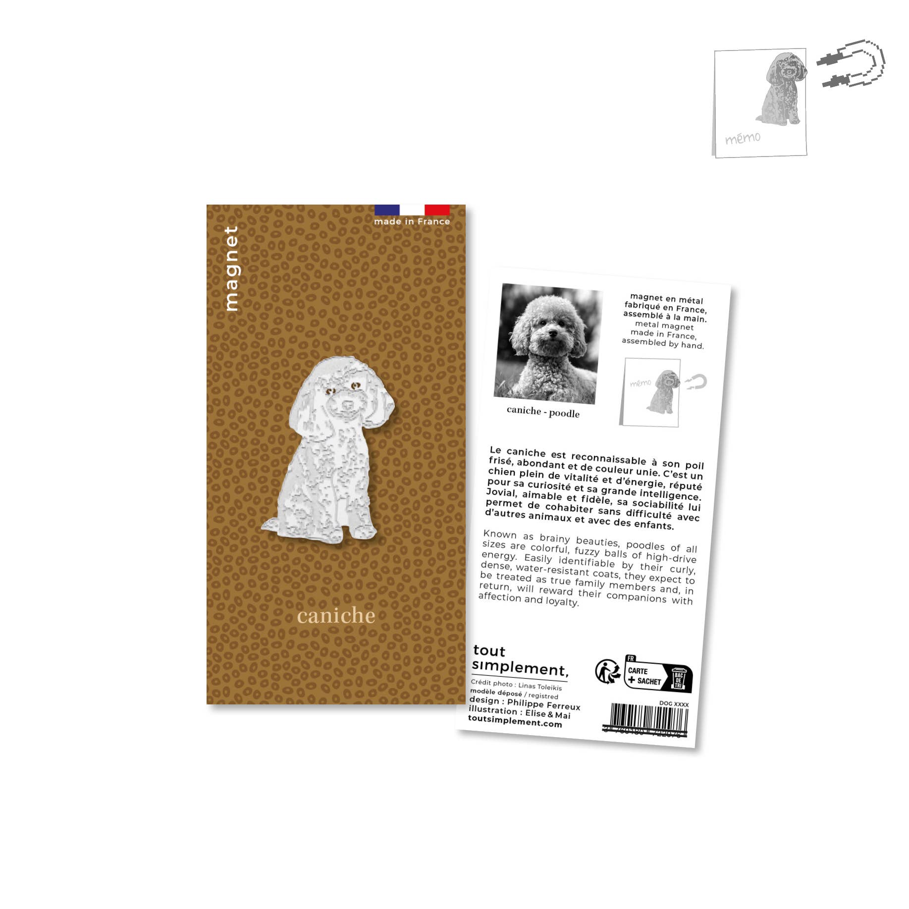 tout simplement - Vente Aimants - Magnet en métal - chien "caniche"0
