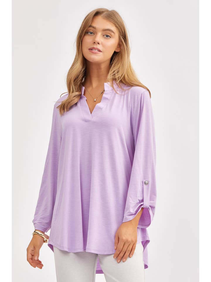 Dear Scarlett - Wholesale Blouse - Women's - Signature Mandarin Collar 3/4 Sleeve Flowy Top10