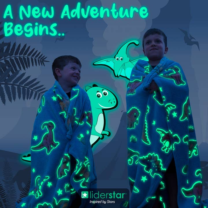 LIDERSTAR - Wholesale Bedding Blanket - Kids & Baby - Glow In The Dark Dinosaurs Blanket, Unique Gift for Kids2