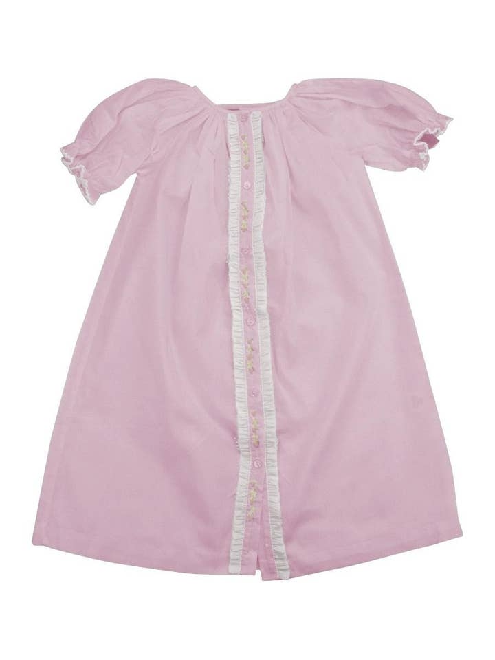 Robe de jour fille rose avec volants blancs pour la vente par Baby Threads