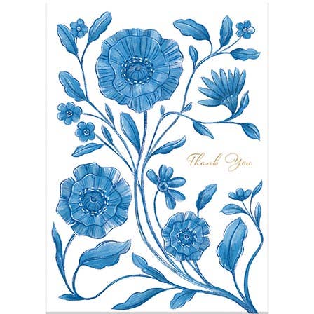 GREETING CARD THANK YOU BLUE FLORAL for wholesale by Punch Studio