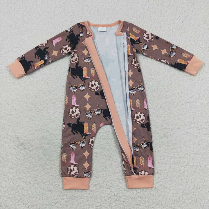 Aier Wholesale - Wholesale Jumpsuit - Baby - Baby Boys Girls Infant Western Boots Zip Rompers