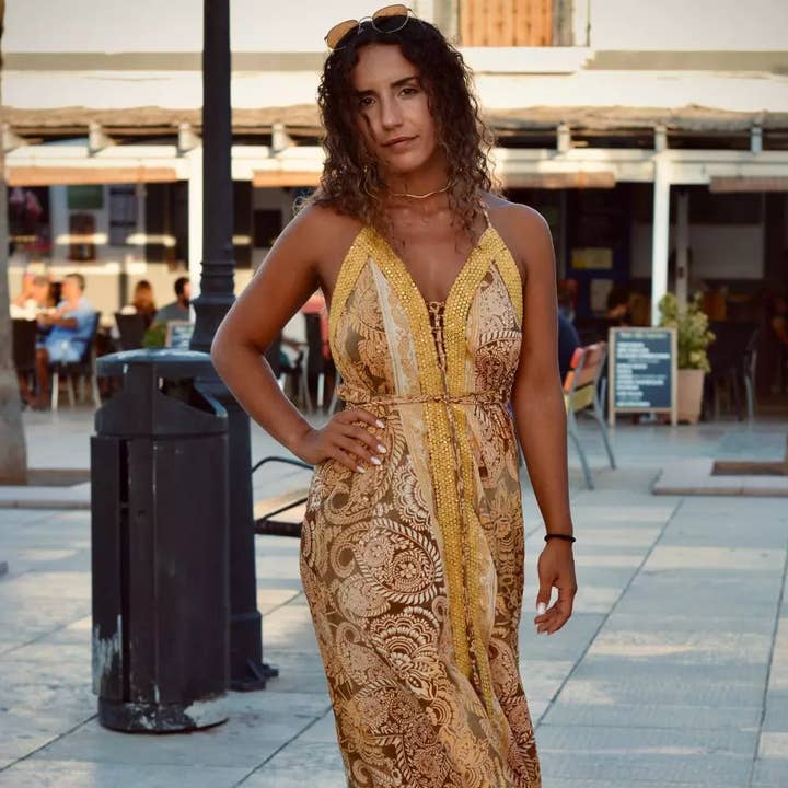 Paljettklänning i guld, Sunshine för wholesale av Arena Formentera