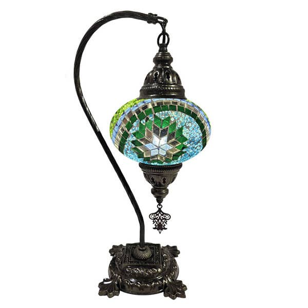 Hanging Mosaic Desk Lamp - Mosaic Wave design in turquoise for wholesale by Access by Mediterranean Concepts
