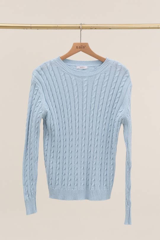 NAÏS PARIS – wholesale Pullovertröja - Dam – Tröja med rund hals och kabelstickning i 100 % bomull0