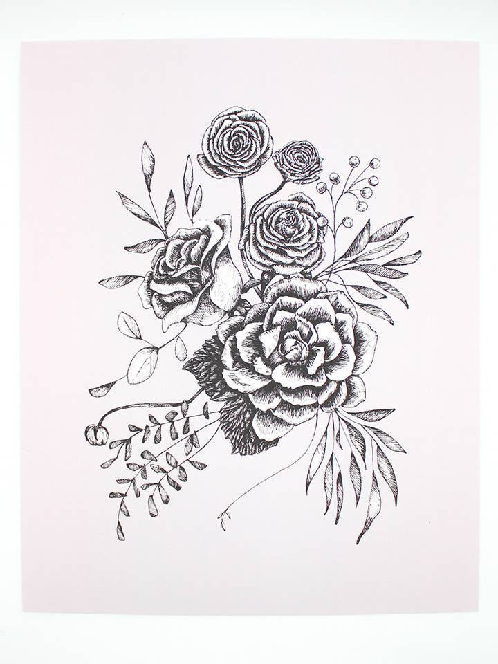 Dusty Purple Floral Print for wholesale by Rust Belt Love Paperie