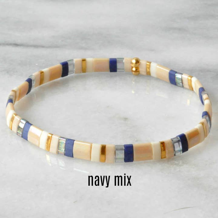 Libby & Smee - Wholesale Beaded Bracelet - Stackable Stretch Tile Bead Bracelets24
