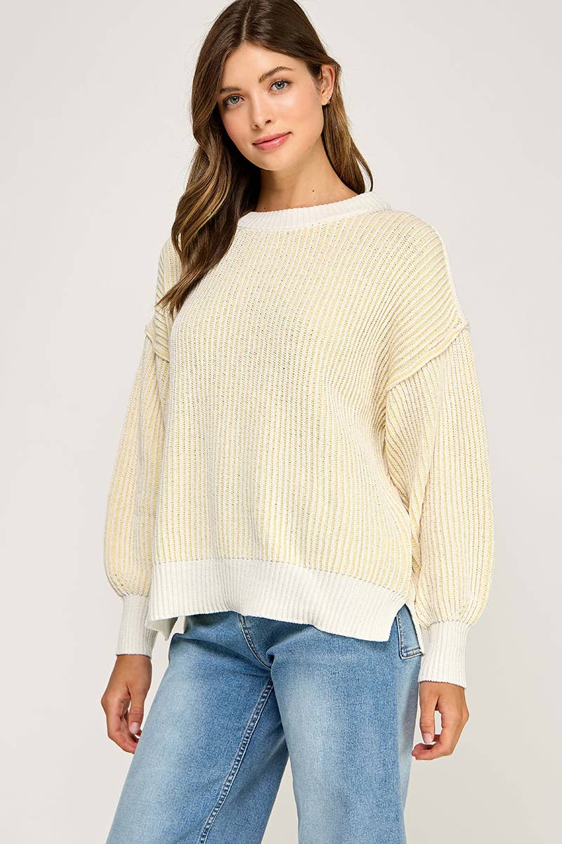 Miss Love - Wholesale Knit Sweater - Women's - Super Soft Strip Sweater31