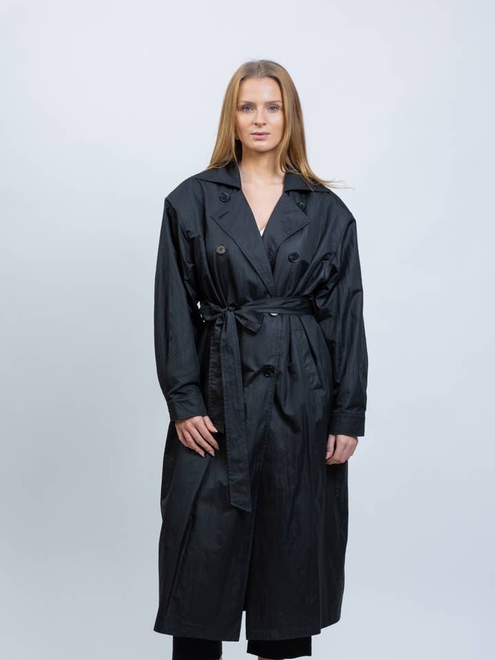 LONG WATERPROOF BELTED TRENCH COAT for wholesale by KZELL PARIS