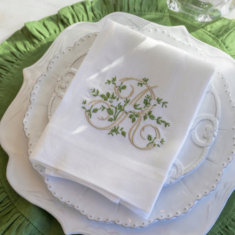 Arte Italica & Crown Linen Designs – Großhandel Geschirrtücher – Florales Monogramm-Handtuch - Neu26