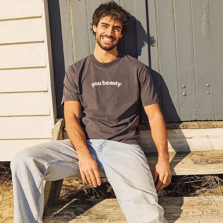 You Beauty Slang Tee in Charcoal for wholesale on Faire1
