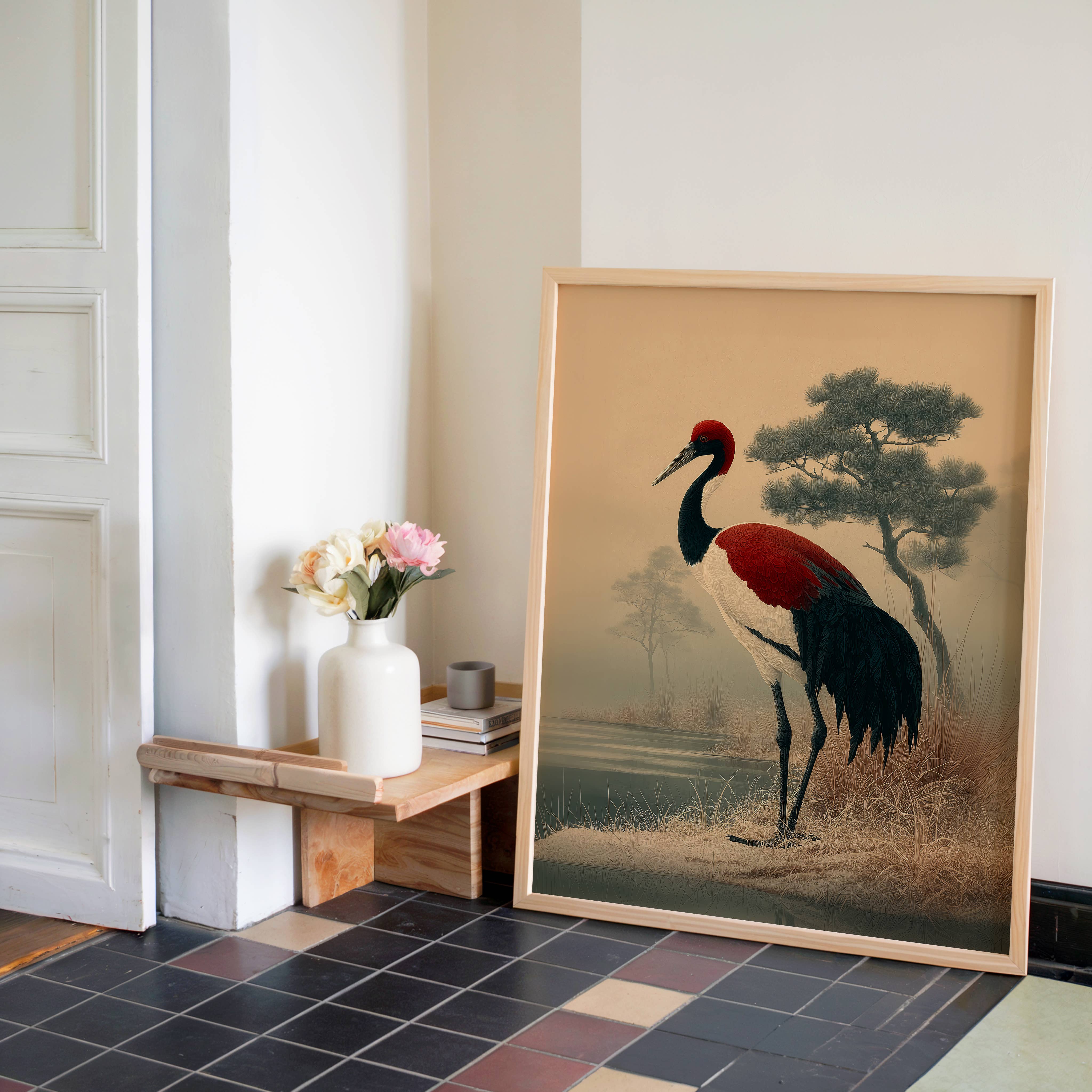 IuliiaArtPrints - Wholesale Art Print - Elegant Red-Crowned Crane Print – Minimalist Asian Decor4
