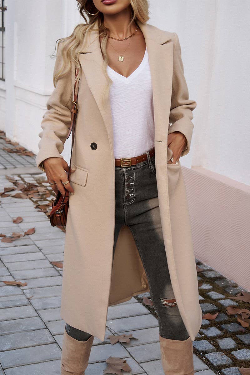 NINEXIS - Wholesale Coat - Women's - CWOCO0258_V NECK LONG SLEEVE WOOLEN COAT7