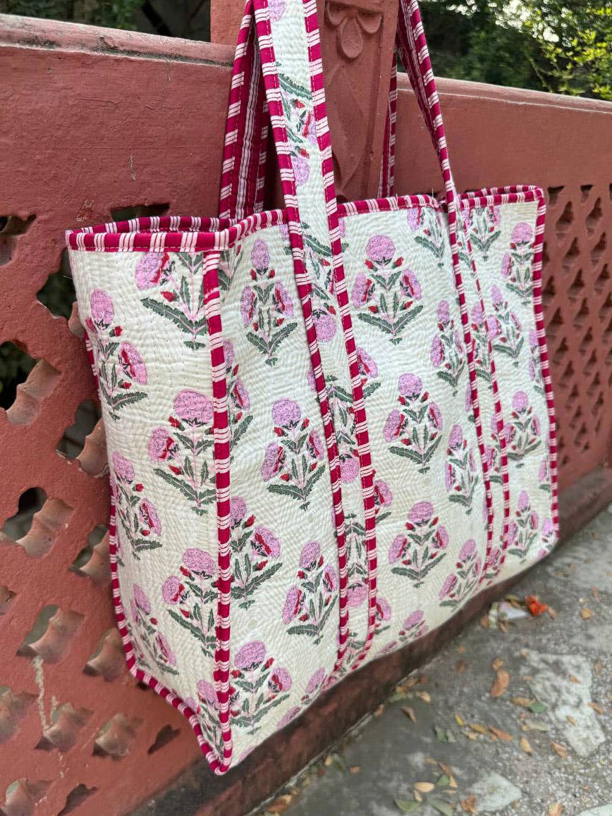 Bhawana Handicrafts – Sacola - Mulher por atacado – Bolsa de Algodão Matelassê Estampada para Mulher2