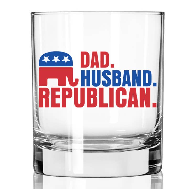 Patriot's Cave - Wholesale Cocktail/Liquor Glass - Patriot's Cave, Dad. Husband. Republican. 11 oz Whiskey Glass