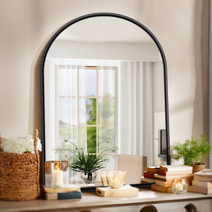 30*40in Black Arch Mirror for wholesale by Arcus Home Decor Inc