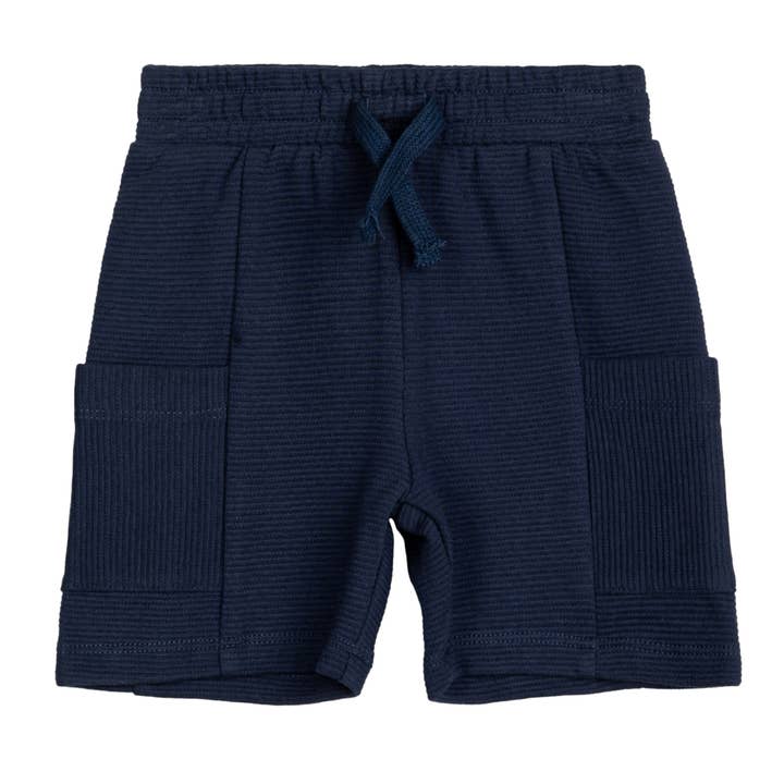 Navy Ottoman Baby Shorts for wholesale by Miles the Label