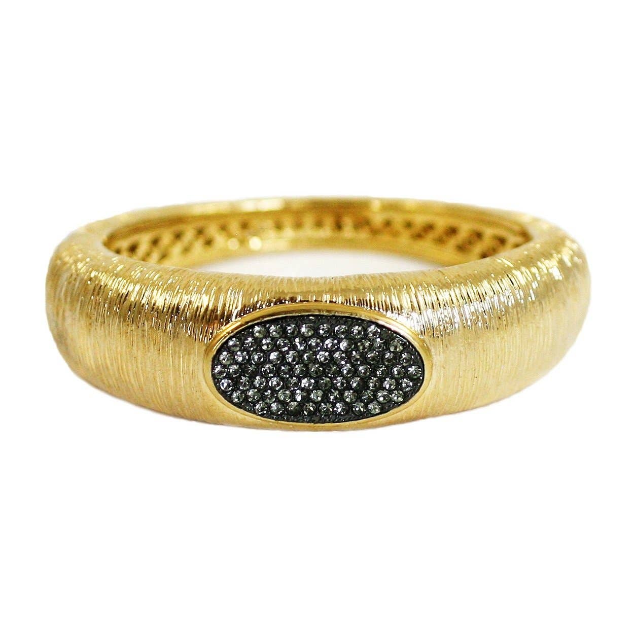 Zirconmania Wholesale Fashion Jewelry - Vendita all'ingrosso Bracciale a polsino - Bracciale rigido con centro ovale con cristalli 580B1130