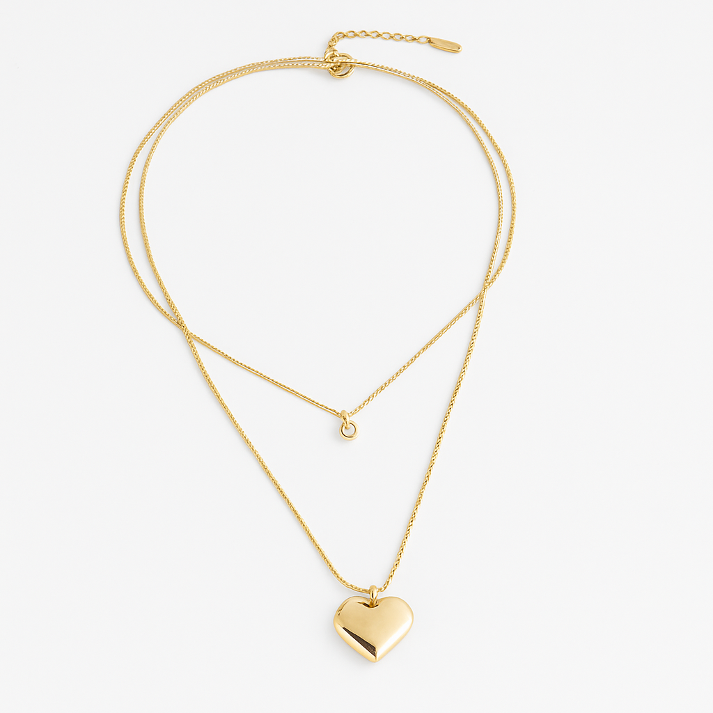 Gemscape UK – wholesale Link & chain necklace – Layered Gold Heart Pendant Necklace for Women – Dainty Gift4