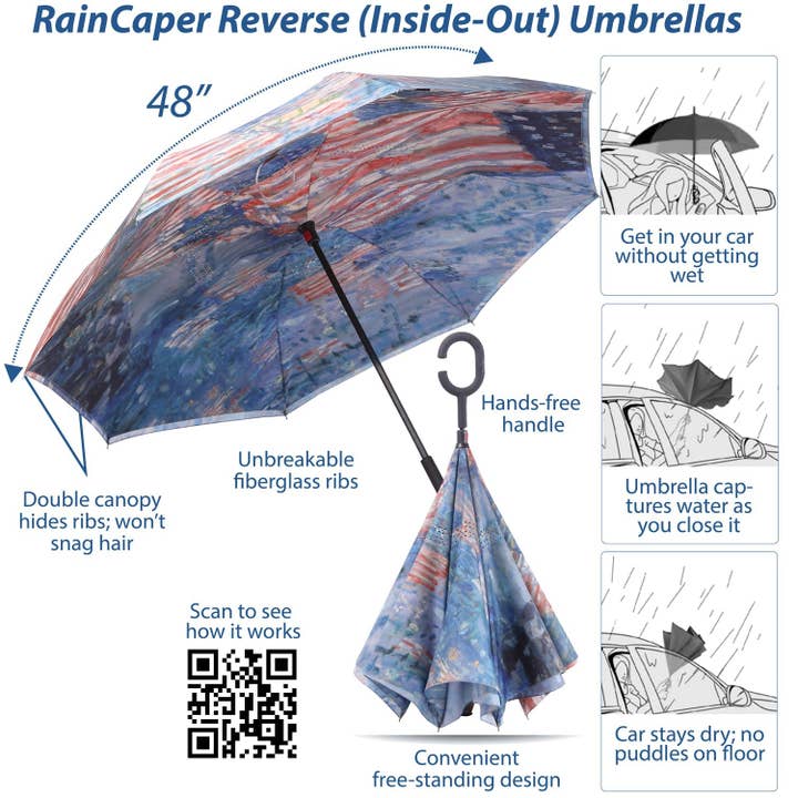 RainCaper - Wholesale Umbrella - Women's - Hassam Avenue in the Rain Reverse Inverted Umbrella – Hands-Free, Windproof - Original Design3