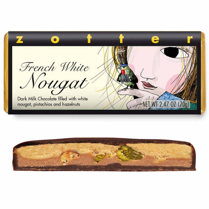 Nougat blanc français (chocolat ramassé à la main) pour la vente par Zotter Chocolates