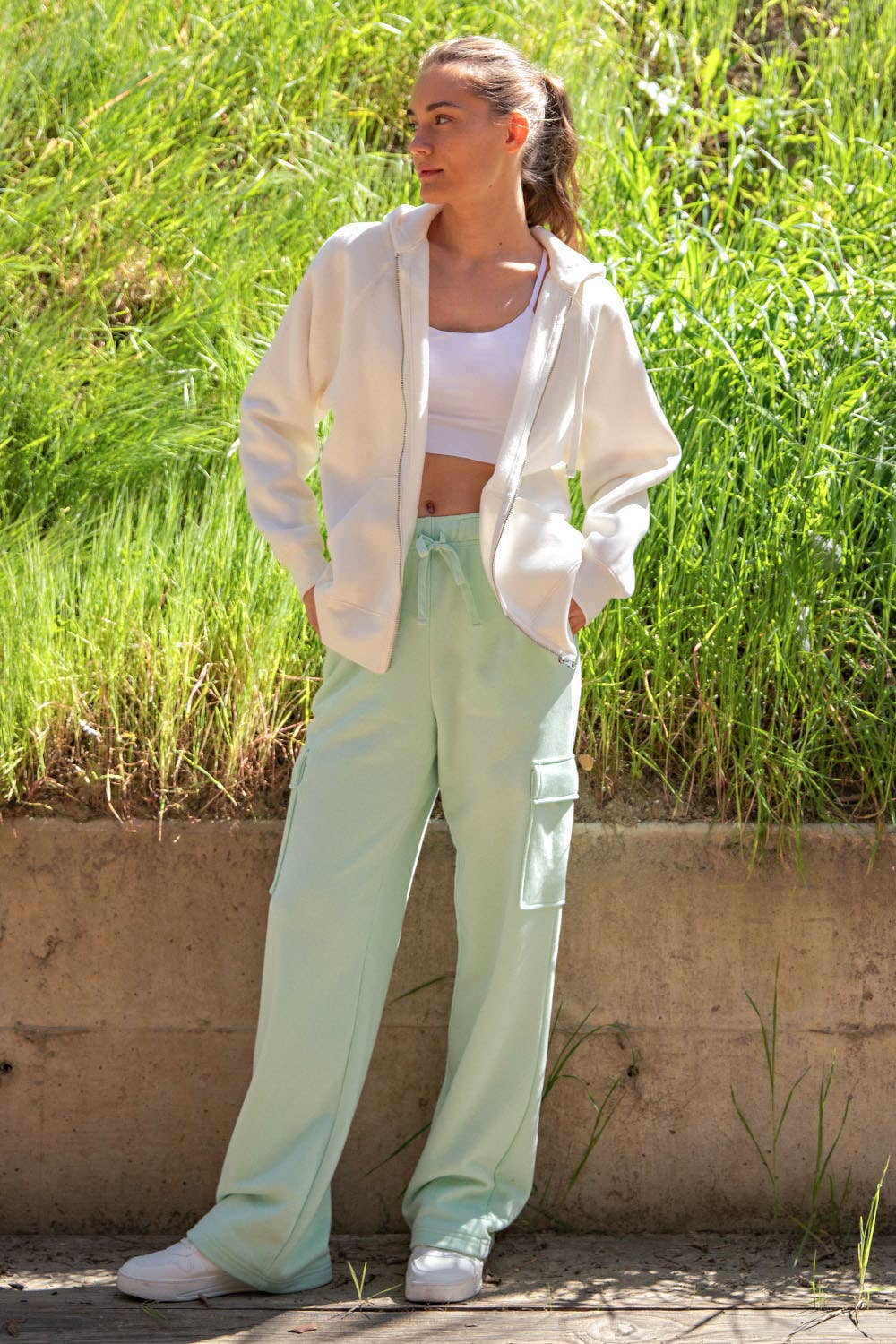 Rae Mode - Wholesale Pants - Women's - FRENCH TERRY STRAIGHT CARGO SWEATPANT2