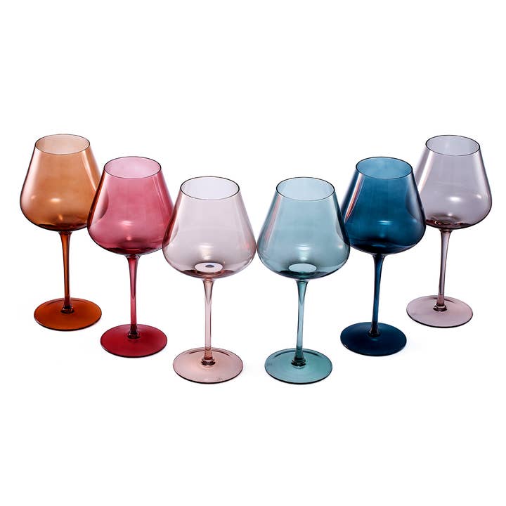 The Wine Savant / Khen Glassware - Wholesale Wine Glass - Pastel Large Colored Crystal Wine Glass Set of 62