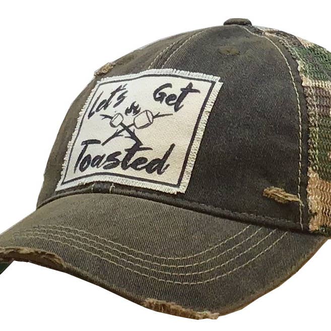 Let's Get Toasted Distressed Trucker for wholesale by Vintage Life
