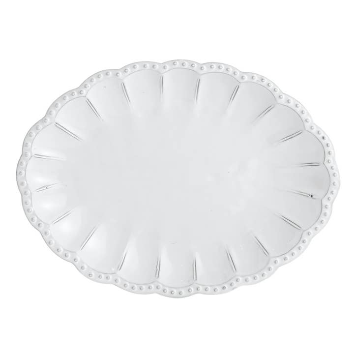 Arte Italica & Crown Linen Designs – Großhandel Servierplatten – Bella Bianca Ovaler Teller mit Perlen