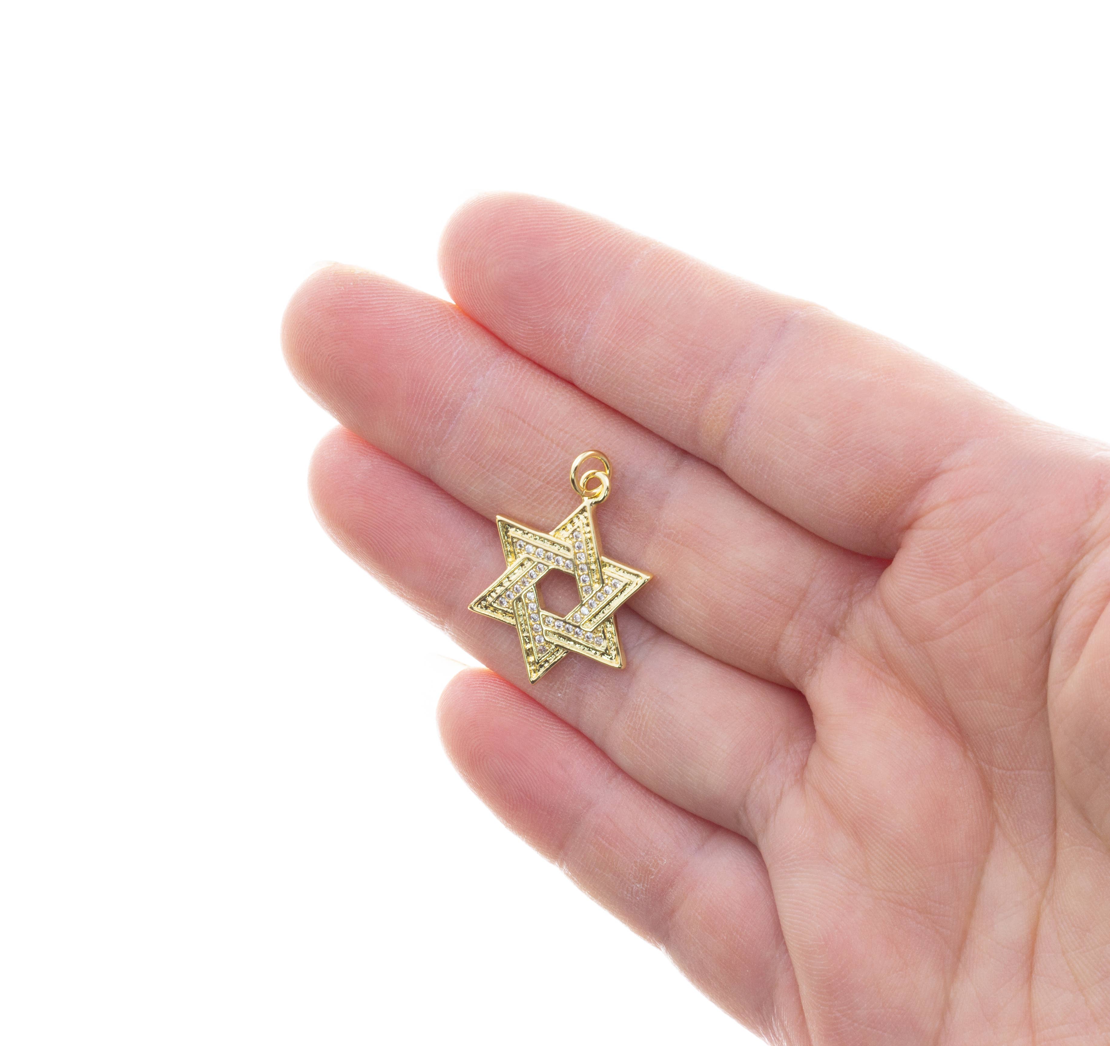 Jewel Pledge - Wholesale Individual Charm/Pendant - Gold Or Silver CZ Star of David Charm CPG-CPS28131